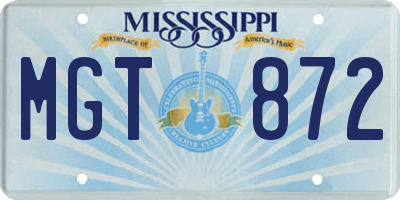 MS license plate MGT872