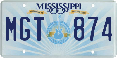 MS license plate MGT874