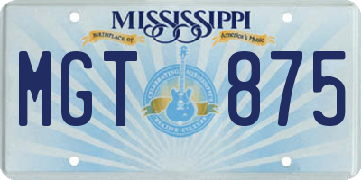 MS license plate MGT875