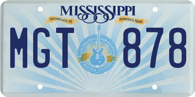 MS license plate MGT878