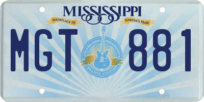 MS license plate MGT881