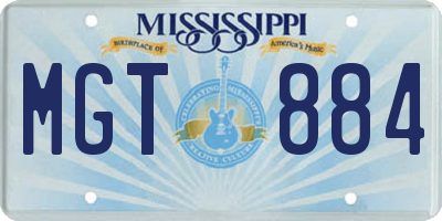 MS license plate MGT884