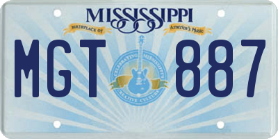 MS license plate MGT887