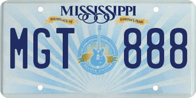 MS license plate MGT888