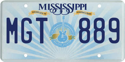 MS license plate MGT889