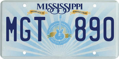 MS license plate MGT890