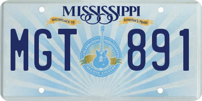 MS license plate MGT891