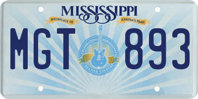 MS license plate MGT893