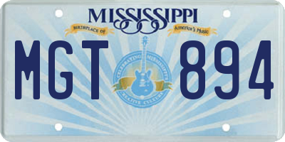 MS license plate MGT894