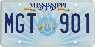 MS license plate MGT901