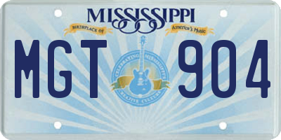 MS license plate MGT904