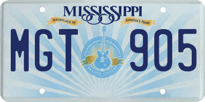 MS license plate MGT905