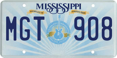 MS license plate MGT908