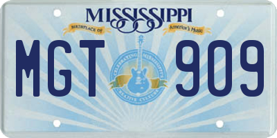 MS license plate MGT909