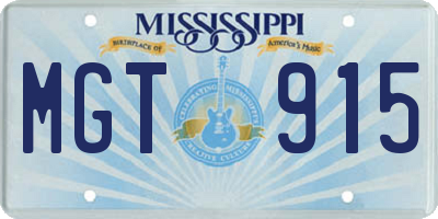 MS license plate MGT915