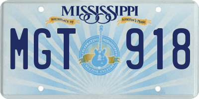 MS license plate MGT918