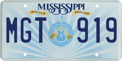 MS license plate MGT919