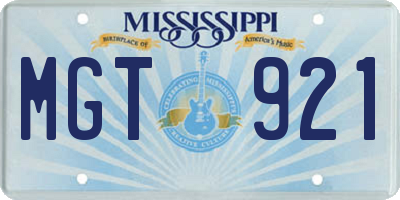 MS license plate MGT921