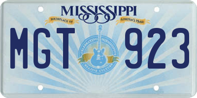 MS license plate MGT923