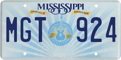 MS license plate MGT924