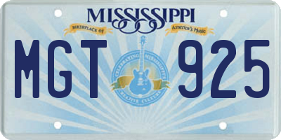 MS license plate MGT925