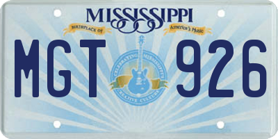 MS license plate MGT926