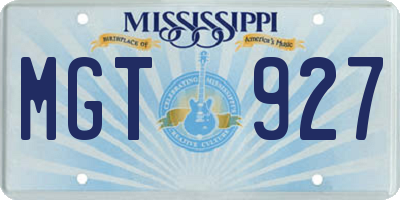 MS license plate MGT927