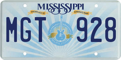 MS license plate MGT928