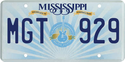 MS license plate MGT929