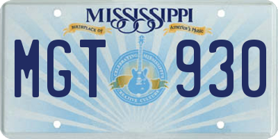 MS license plate MGT930
