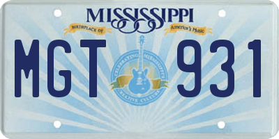 MS license plate MGT931