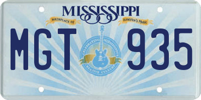 MS license plate MGT935