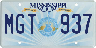 MS license plate MGT937