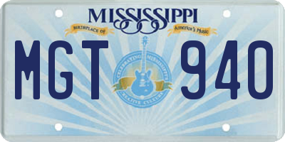 MS license plate MGT940