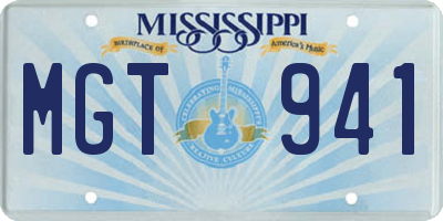 MS license plate MGT941