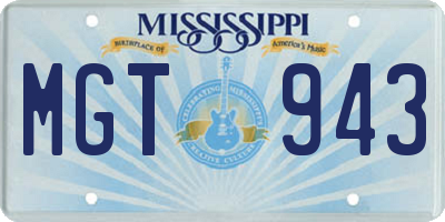 MS license plate MGT943
