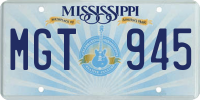 MS license plate MGT945