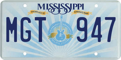 MS license plate MGT947