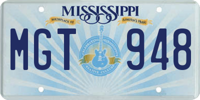 MS license plate MGT948