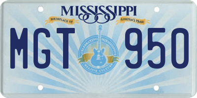 MS license plate MGT950
