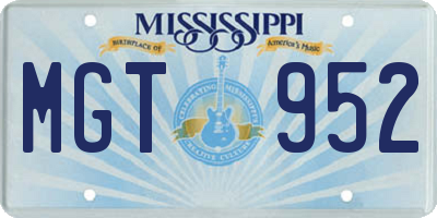 MS license plate MGT952