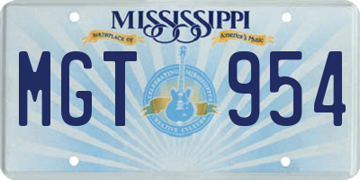 MS license plate MGT954