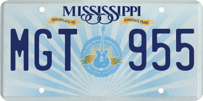 MS license plate MGT955
