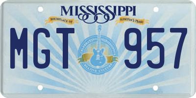 MS license plate MGT957