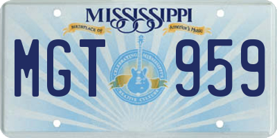 MS license plate MGT959