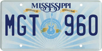 MS license plate MGT960