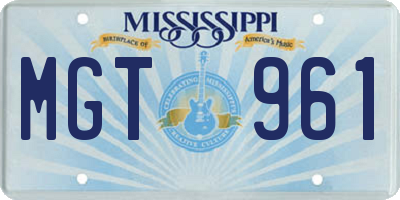 MS license plate MGT961