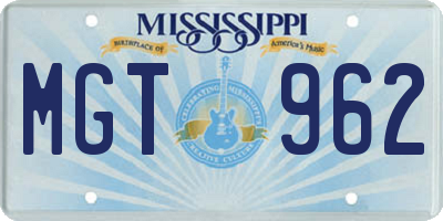 MS license plate MGT962
