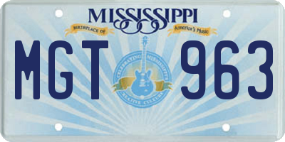 MS license plate MGT963