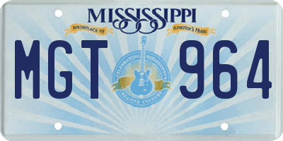 MS license plate MGT964